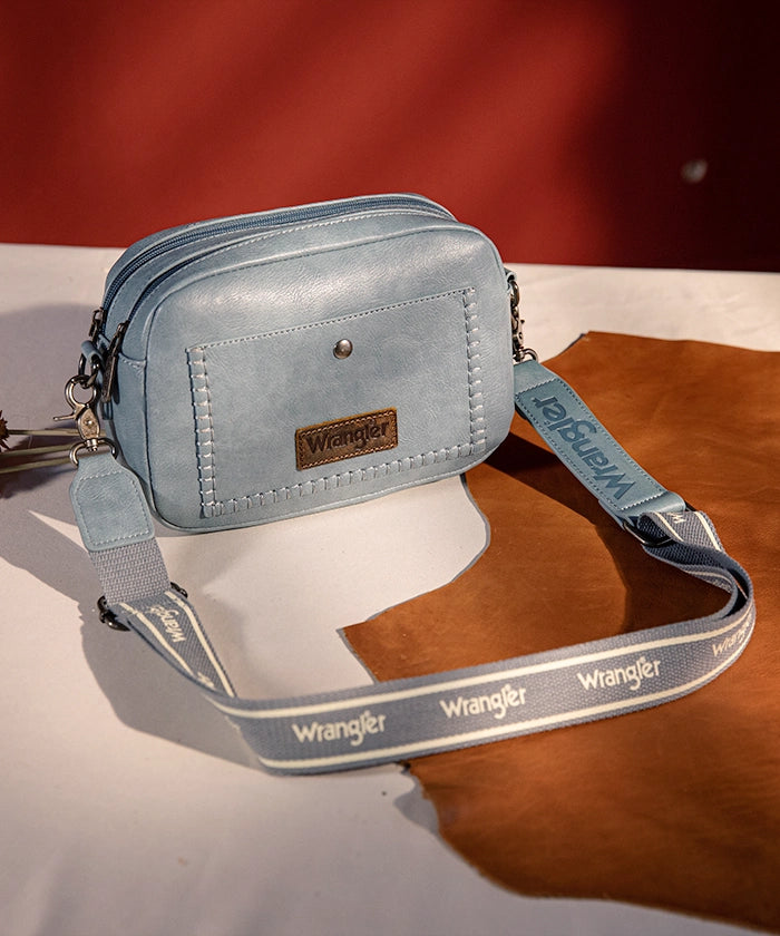 Wrangler Dual Zipper Stitch Crossbody Bag