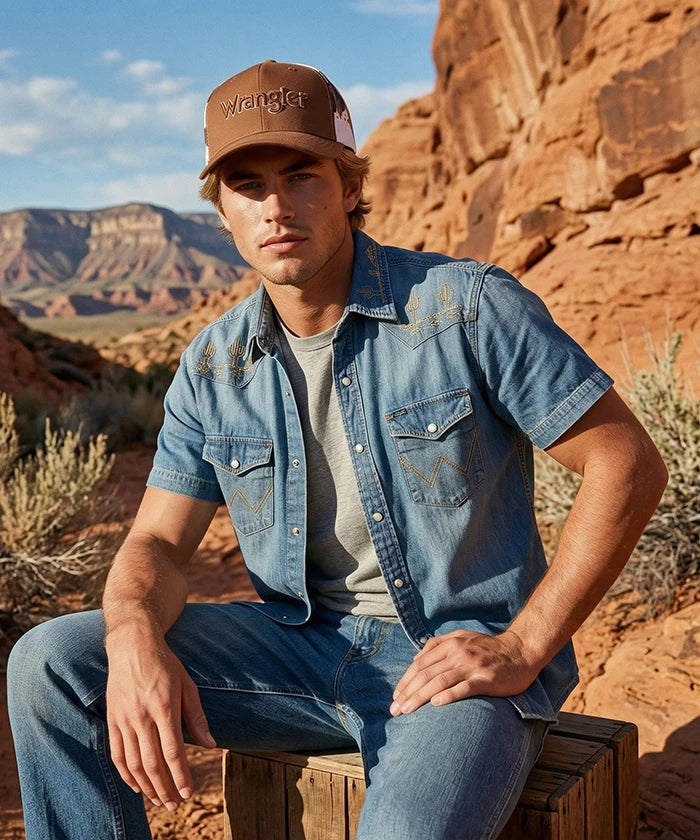Wrangler Classic Western Trucker Hat in Brown