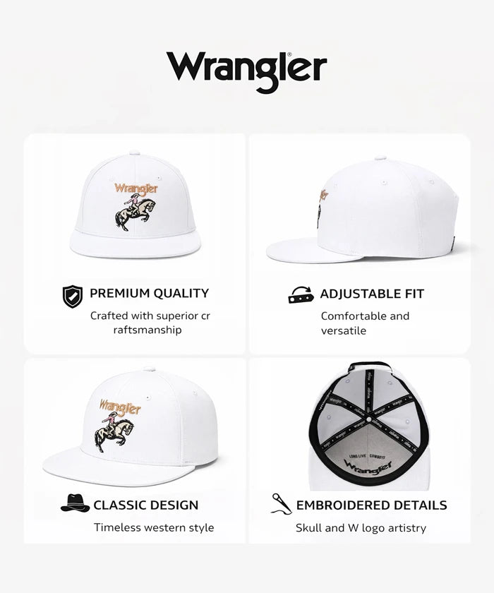 Wrangler Rodeo Cowboy Baseball Cap in White