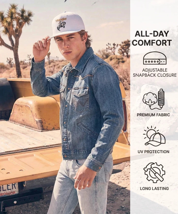 Wrangler Rodeo Cowboy Baseball Cap in White