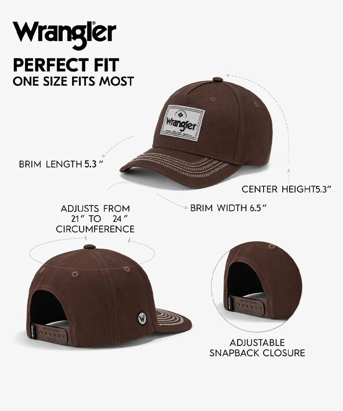 Wrangler Embroidered Patch Baseball Cap in Brown
