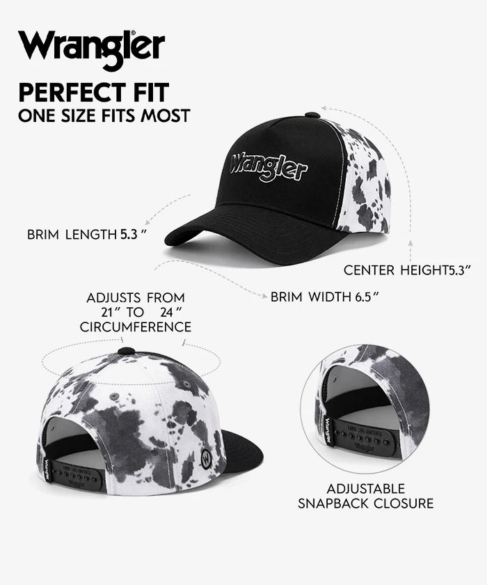 Wrangler Cow Print Baseball Cap in BK-OW
