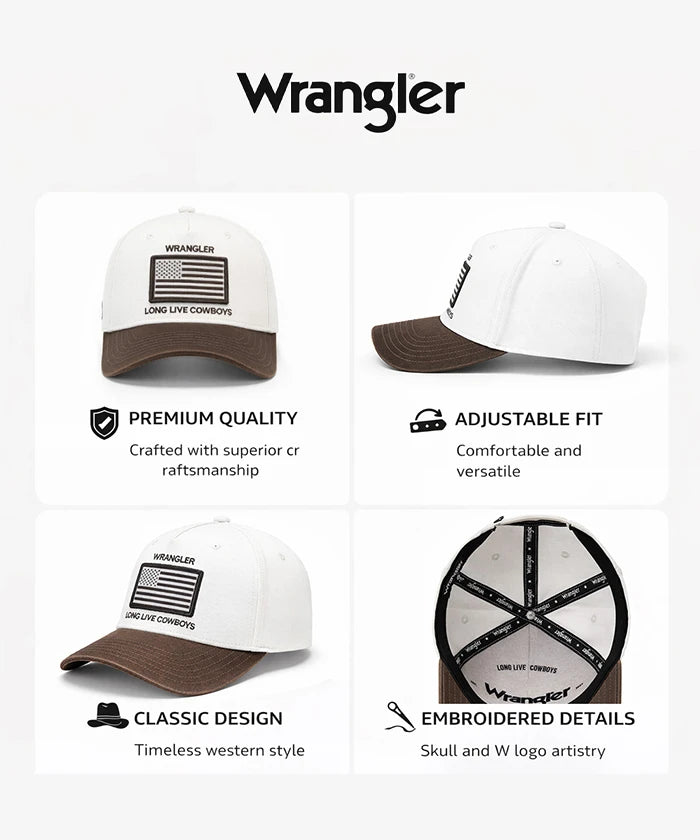 Wrangler Americana Flag Patch Baseball cap with Vintage Brown Brim