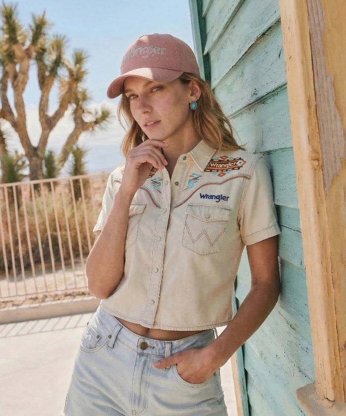 Wrangler Rhinestone Baseball Cap in Pink