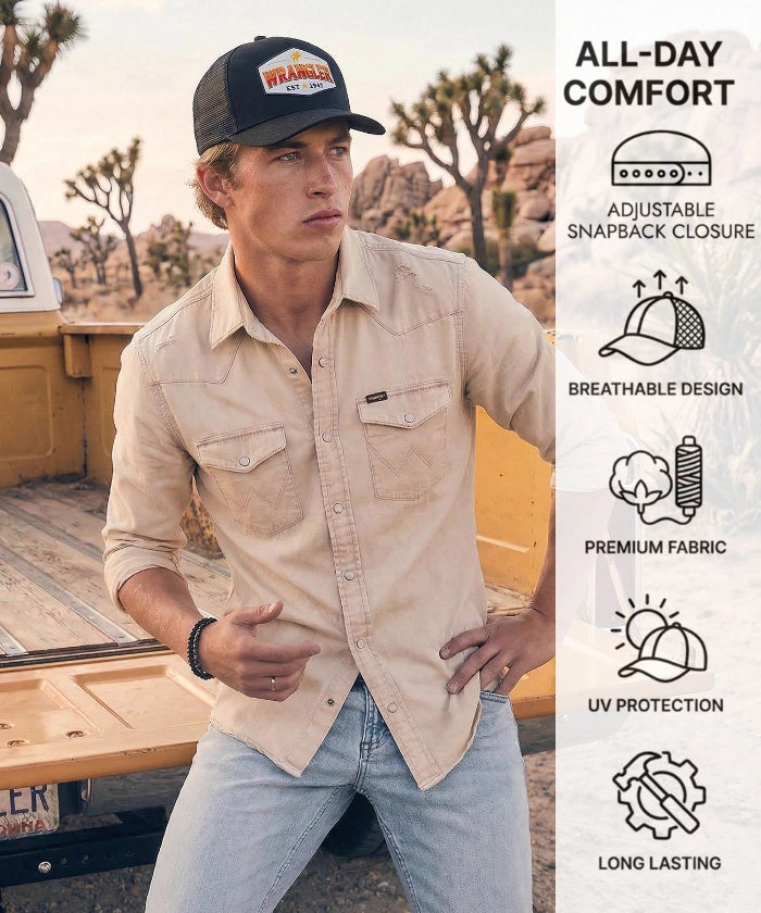 Wrangler 1947 Classic Mesh Trucker Cap in Black