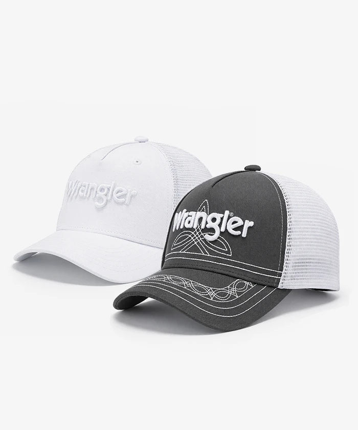 Wrangler Western Deco Stitch Mesh Back Cap in Gray