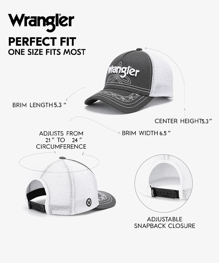 Wrangler Western Deco Stitch Mesh Back Cap in Gray