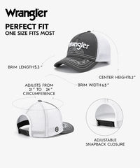 Wrangler Western Deco Stitch Mesh Back Cap in Gray