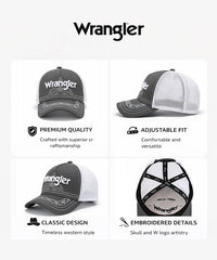 Wrangler Western Deco Stitch Mesh Back Cap in Gray