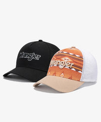 Wrangler Aztec Print Mesh Back Trucker Cap in TN-BK