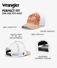 Wrangler Aztec Print Mesh Back Trucker Cap in TN-BK