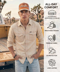 Wrangler Aztec Print Mesh Back Trucker Cap in TN-BK