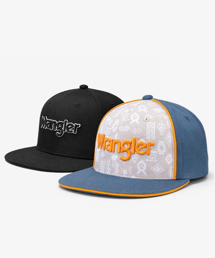 Wrangler Blue Snapback Hat with Aztec Pattern Front Panel
Wrangler Classic Black Snapback Hat with 3D Script Logo