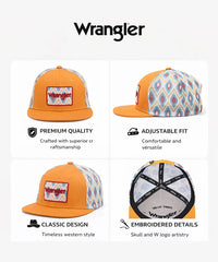 Wrangler Orange Snapback Hat with Aztec Woven Patch
Wrangler Classic Black Snapback Hat with 3D Logo