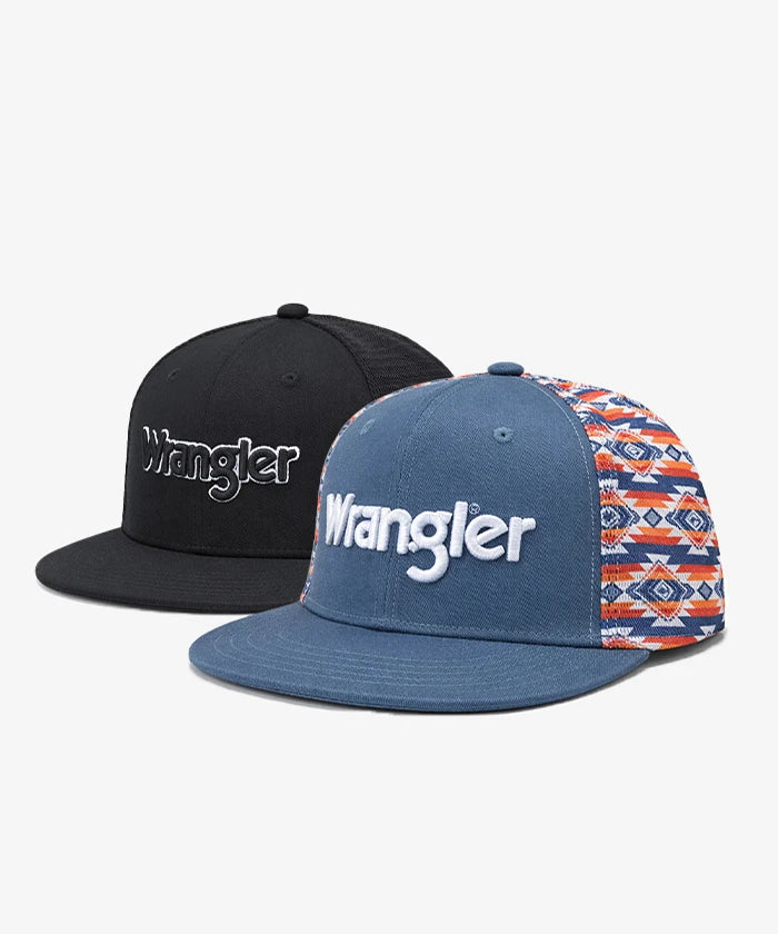Wrangler Denim Blue Snapback Hat with Aztec Side Panels
Wrangler Classic Black Snapback Hat with Small Logo