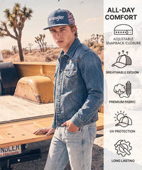 Wrangler Denim Blue Snapback Hat with Aztec Side Panels
Wrangler Classic Black Snapback Hat with Small Logo