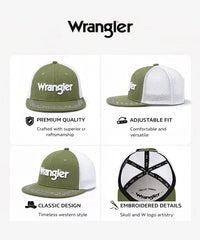 Wrangler Tribal Trim Trucker Hat in Olive Sage
