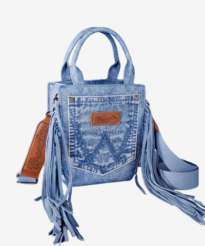 Wrangler Denim Pocket Fringe Crossbody Tote - Montana West World