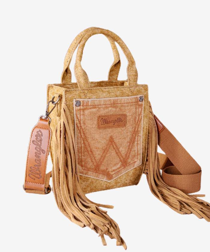 Wrangler Denim Pocket Fringe Crossbody Tote - Montana West World