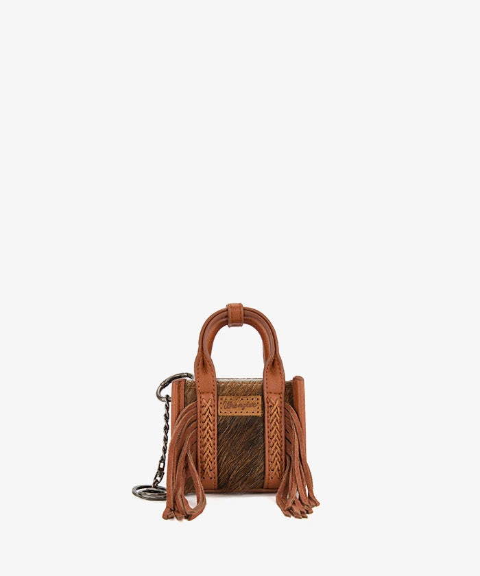 Wrangler Hair-On Fringe Mini Tote Bag in BR