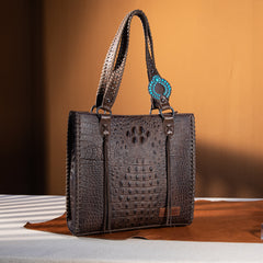 Wrangler Crocodile Embossed Whipstitch Concealed Carry Tote - Montana West World