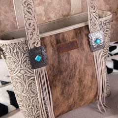 Wrangler Hair-On Cowhide Vintage Floral Concealed Carry Tote - Montana West World