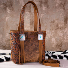 Wrangler Hair-On Cowhide Vintage Floral Concealed Carry Tote - Montana West World