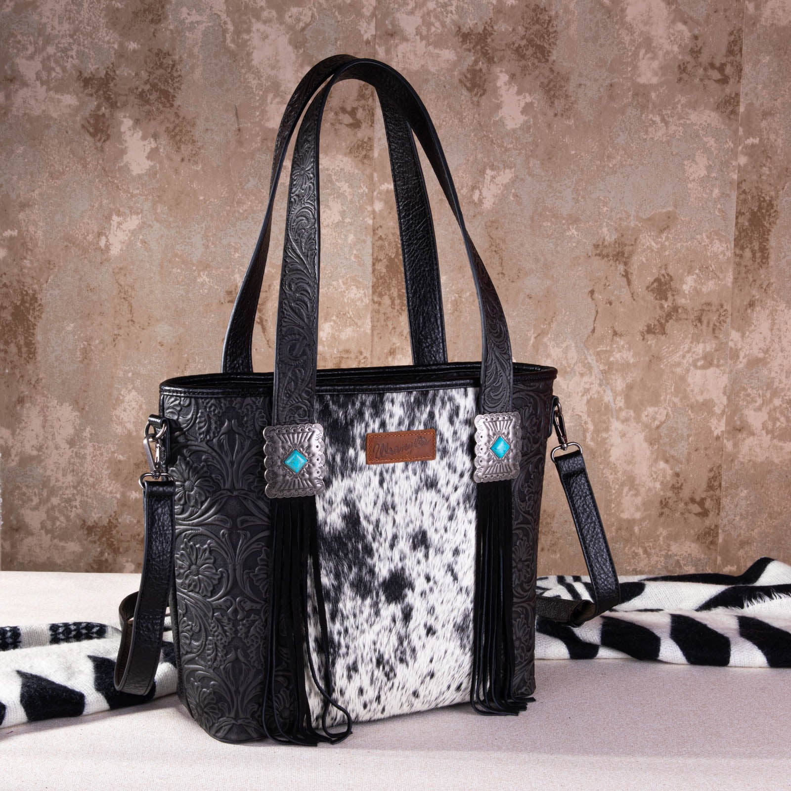 Wrangler Hair-On Cowhide Vintage Floral Concealed Carry Tote - Montana West World