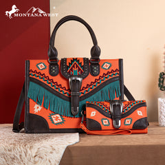 Wrangler Hair-On Cowhide Vintage Floral Crossbody Tote Collection - Montana West World