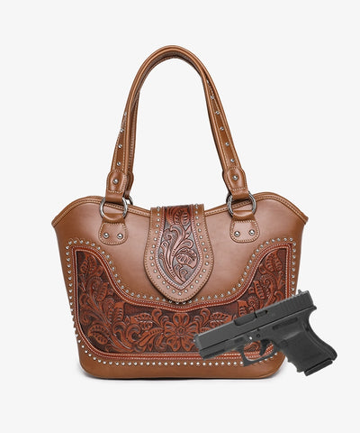 Montana West Tooling Studded Concealed Carry Handbag