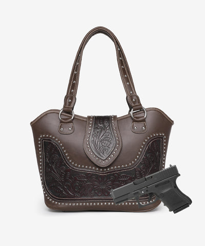 Montana West Tooling Studded Concealed Carry Handbag