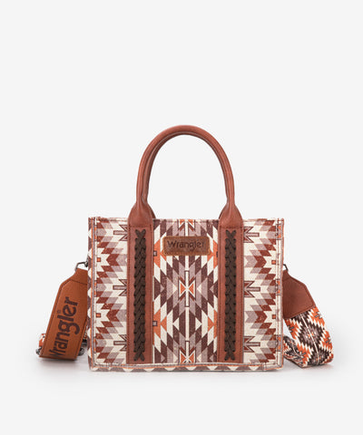 Wrangler All-Over Aztec Print Canvas Tote Bag Brown