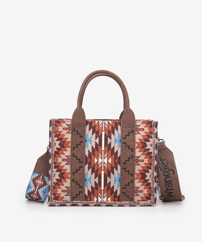 Wrangler All-Over Aztec Print Canvas Tote Bag Coffee