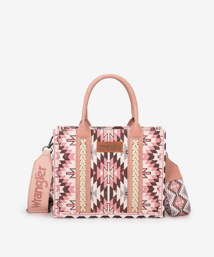 Wrangler All-Over Aztec Print Canvas Tote Bag Dark Pink