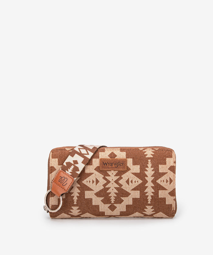 Wrangler All-Over Aztec Print Wristlet Brown