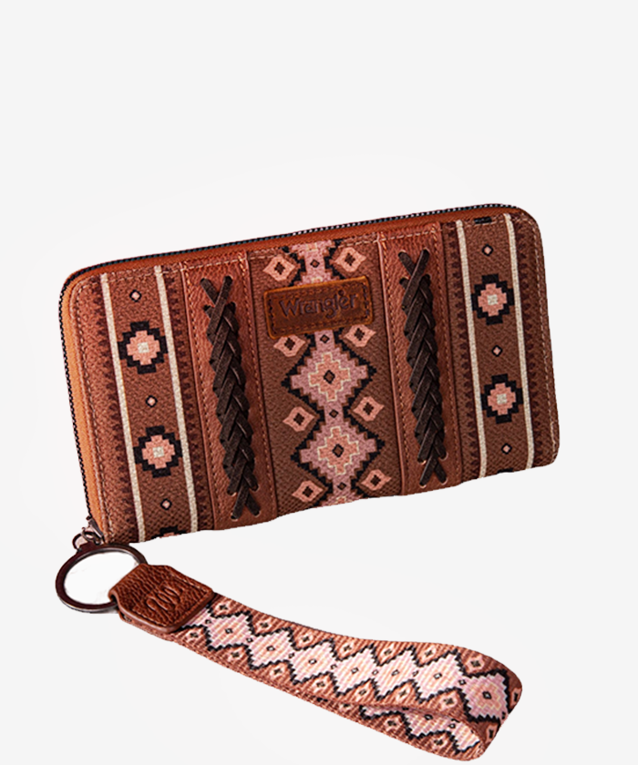 Wrangler Allover Aztec Dual Sided Print Canvas Wallet - Montana West World