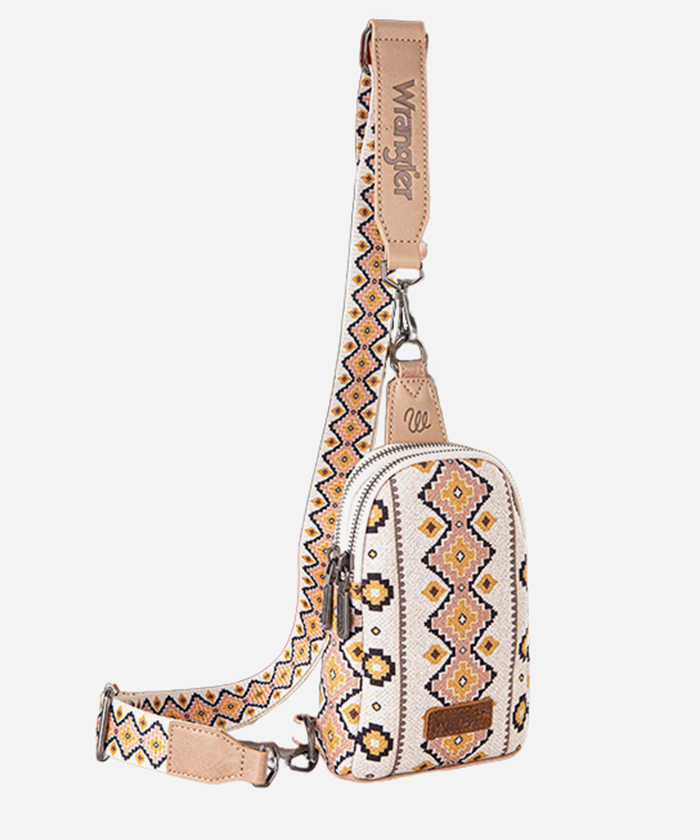 Wrangler Southwestern Allover Aztec Print Sling Bag - Montana West World