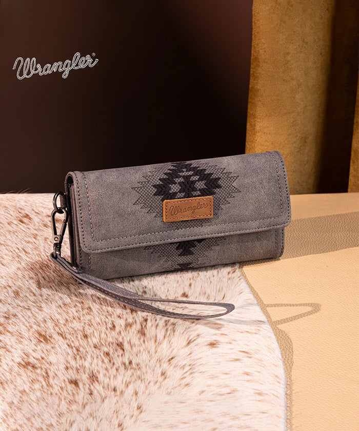 Wrangler Aztec Embroidered Wallet Black