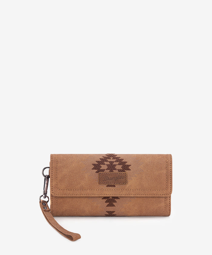 Wrangler Aztec Embroidered Wallet Brown