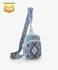 Wrangler Aztec Embroidered Whipstitch Sling Bag Jean