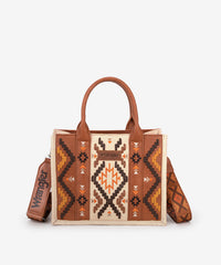 Wrangler Aztec Embroidered Whipstitch Tote Bag Brown