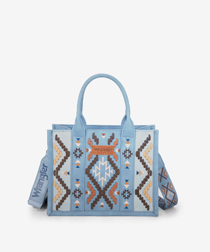 Wrangler Aztec Embroidered Whipstitch Tote Bag Jean 