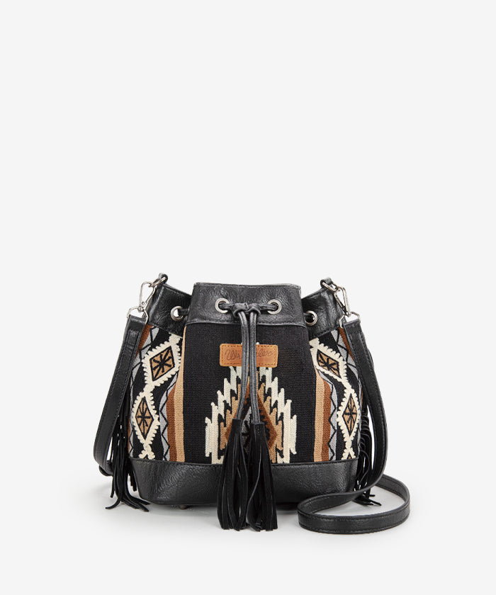 Wrangler Aztec Knitted Bucket Bag Black