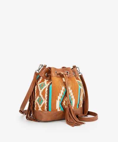 Wrangler Aztec Knitted Bucket Bag Brown