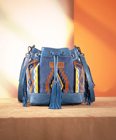 Wrangler Aztec Knitted Bucket Bag Jean