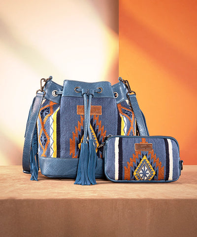 Wrangler Aztec Knitted Bucket Bag Set Jean