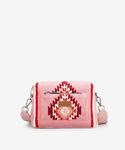 Wrangler Aztec Knitted Crossbody Purse Hot Pink