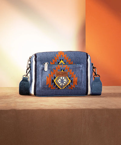 Wrangler Aztec Knitted Crossbody Purse Jean