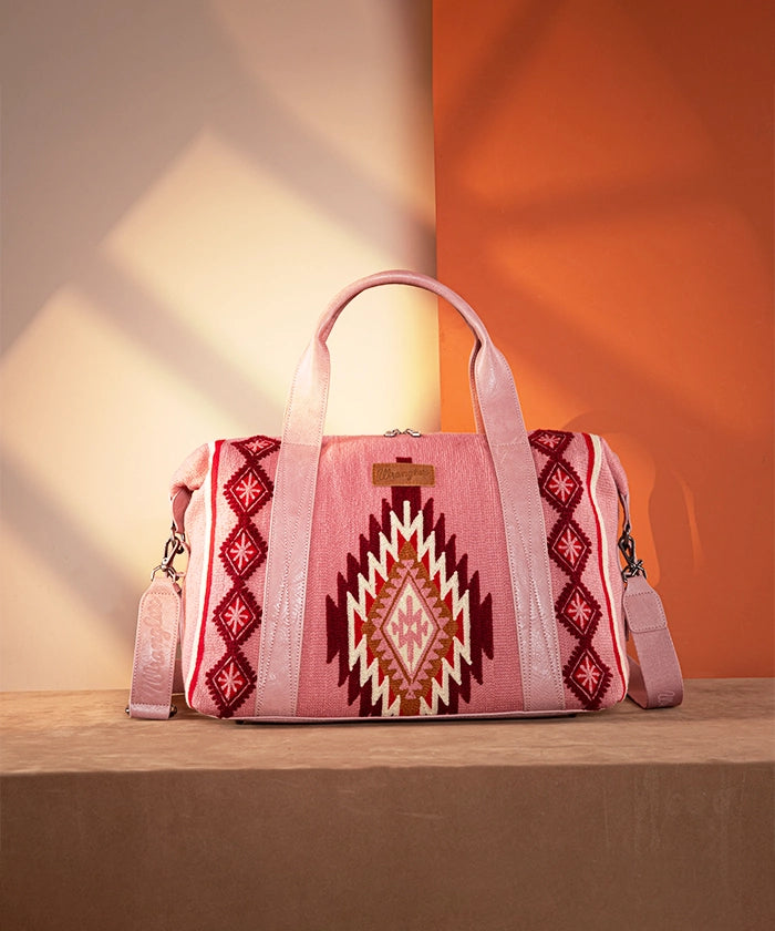 Wrangler Aztec Knitted Duffle Bag Hot Pink