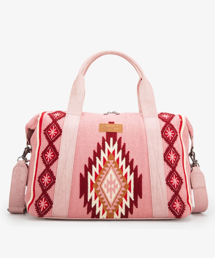 Wrangler Aztec Knitted Duffle Bag Hot Pink